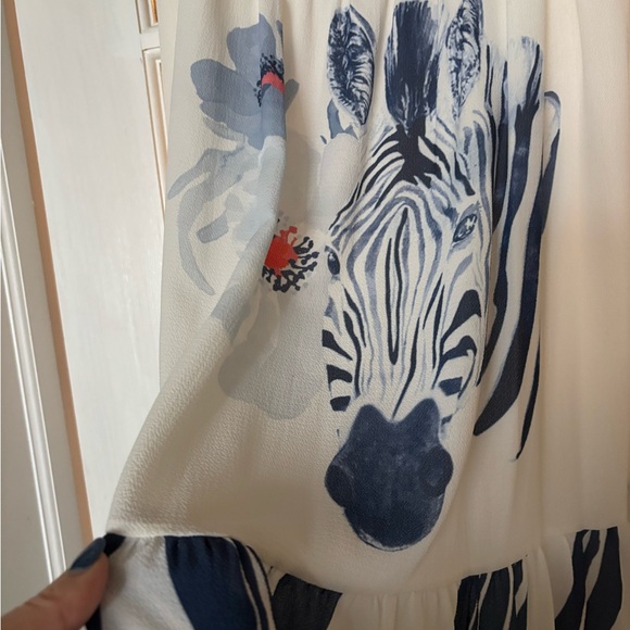 Say European Elegant Blue and White Unique Zebra Print Maxi Dress S Euro 40 - Picture 10 of 12